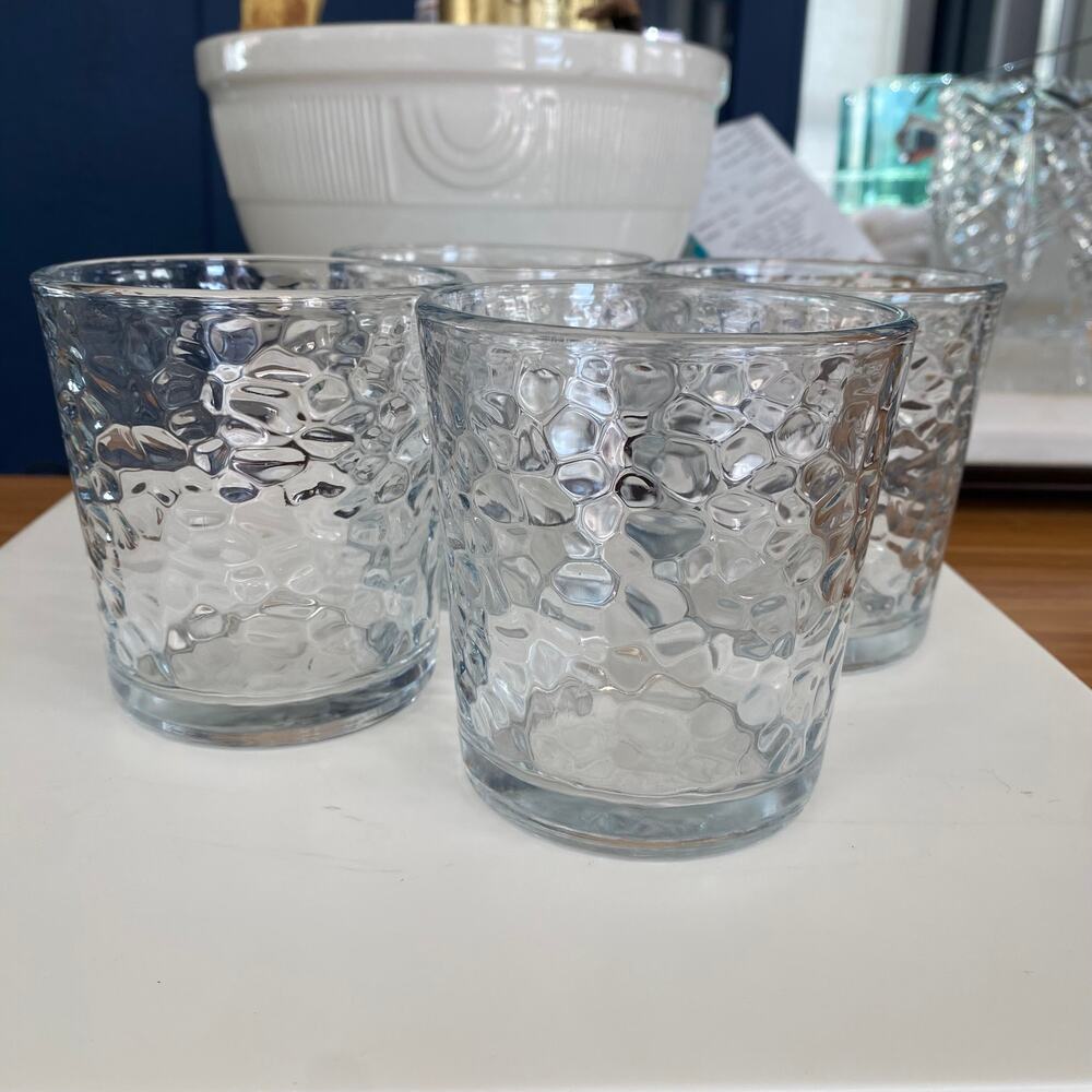 Libbey Set of 4 Textured Pebbled Clear Glass Tumblers PRISTINE